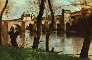 Jean Baptiste Camille  Corot Le Pont de Mantes Spain oil painting artist